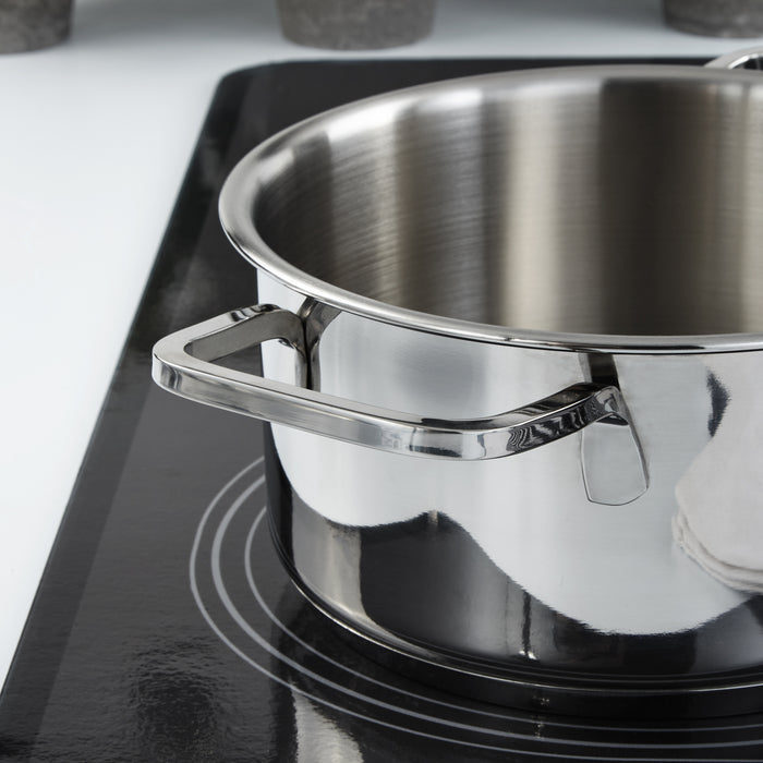 Image 6 of DiNA Helix Recycled 18/10 Stainless Steel 7.25" Stockpot 2.2qt., Glass Lid