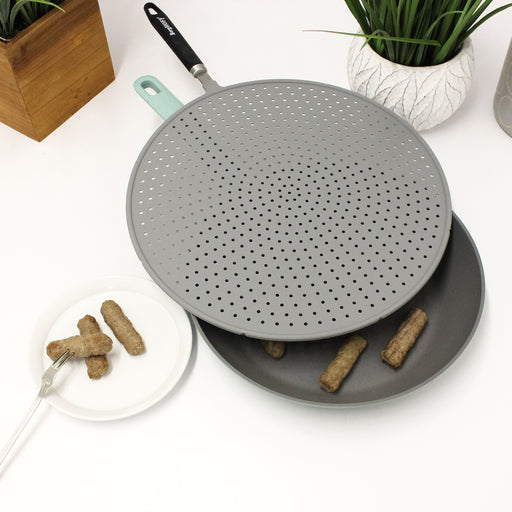 Image 2 of Essentials Heat-resistant Silicone Splatter Screen 13" with Long Hadle