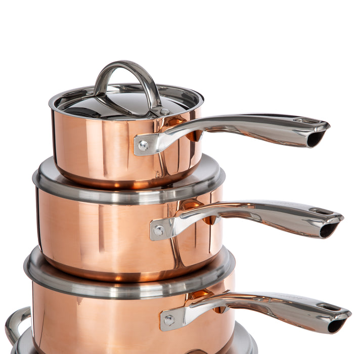 Image 3 of BergHOFF Vintage Copper 10Pc Tri-Ply Cookware Set, Polished Exterior