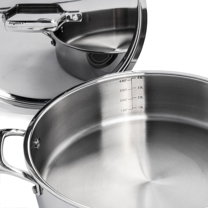 Image 3 of BergHOFF Professional Tri-Ply 18/10 Stainless Steel 11" Sauté Pan with SS Lid, 4.6qt.