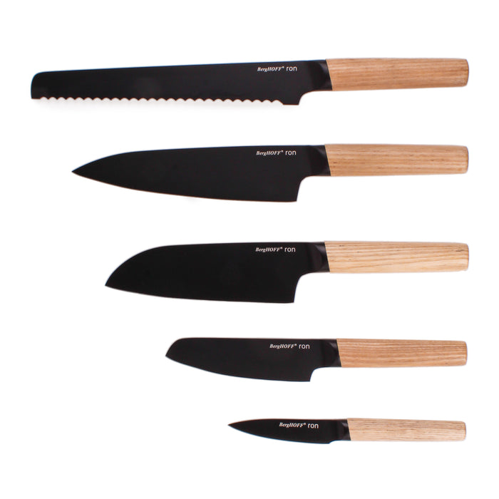 Image 5 of BergHOFF Ron 6Pc Knife Block Set, Natural Wood Handle