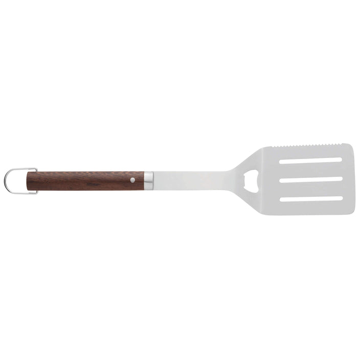 Image 3 of Essentials BBQ Set with Wood Handles Tongs, Spatula and Brush (3-Pieces)