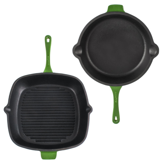 Image 4 of BergHOFF Neo 11" Cast Iron Square Grill Pan, Green