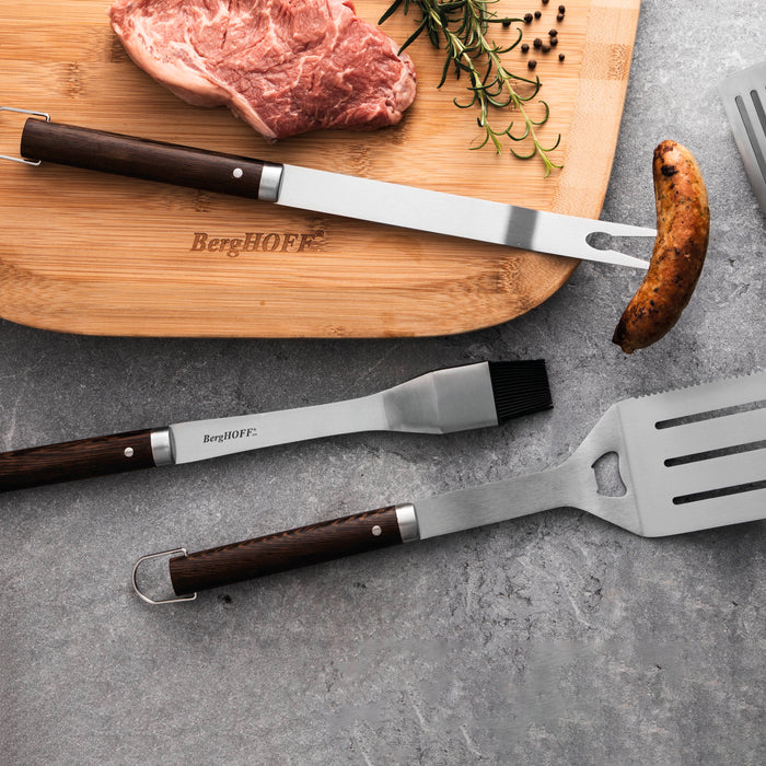 Image 5 of 3Pc BBQ Tools Set with wood handles