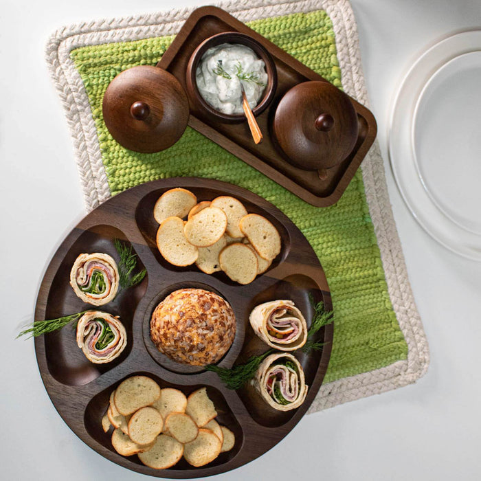 Image 3 of Acacia Wood 2pc Tray Set