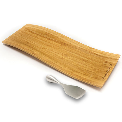 Image 1 of Bamboo 2Pc Wavy Board & Aaron Probyn Cheese Knife Set