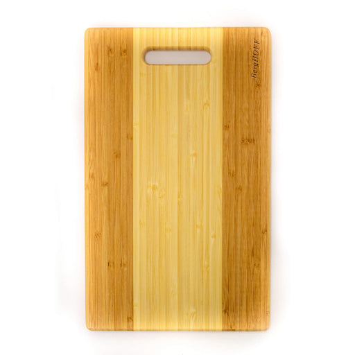 Image 2 of Bamboo Rectangular  Cutting Board, Two-tone with Handle,  14.2x8.7x0.7"