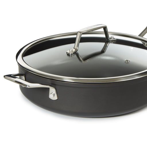 Image 2 of BergHOFF Essentials Non-stick Hard Anodized 11" Deep Skillet 4.3qt. With Glass Lid, Black