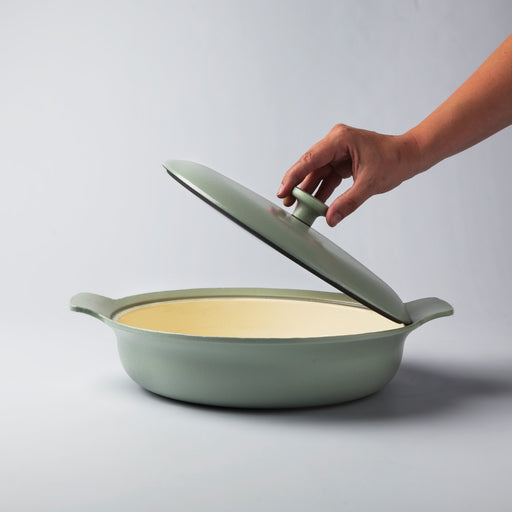 Image 2 of BergHOFF Ron 11" Cast Iron Covered Deep Skillet 3.5qt, Green