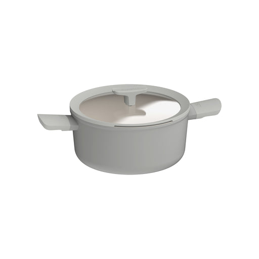 Image 1 of BergHOFF LEO Non-stick Recycled Aluminum Stockpot 10", 4.6qt. With Glass Lid, Balance, Moonmist