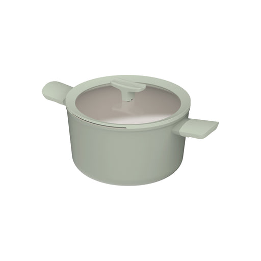 Image 1 of BergHOFF LEO Non-stick Recycled Aluminum Stockpot 10", 5.8qt. With Glass Lid, Balance, Sage