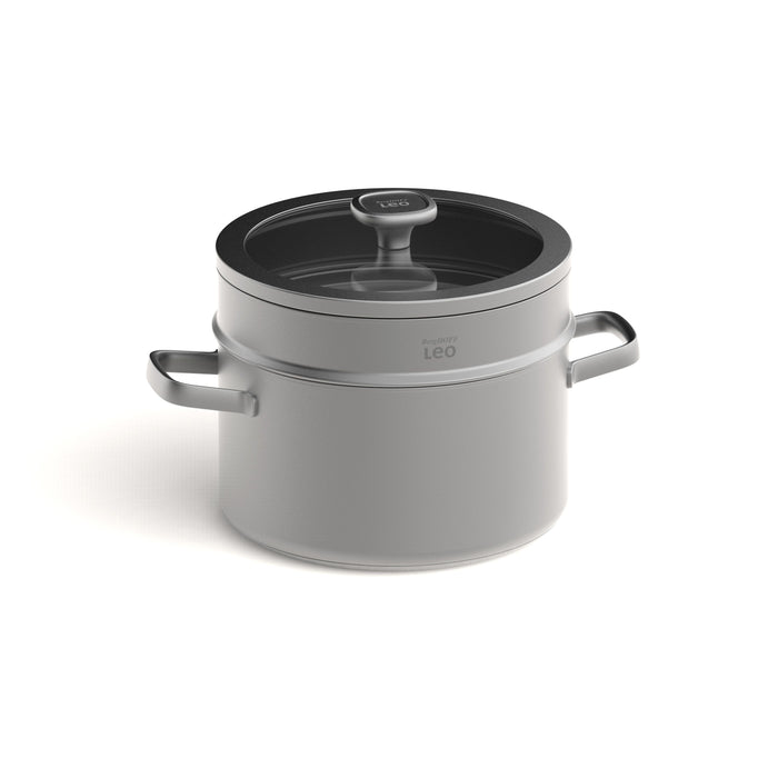 Image 3 of LEO Recycled 18/10 Stainless Steel Stockpot 10", 6.3qt. With Glass Lid, Graphite