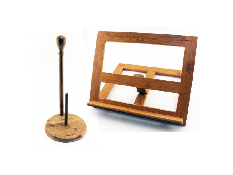 Image 1 of Bamboo Utility Set 2pc (Cookbook Holder & Paper Towel Holder)