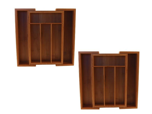 Image 1 of CookNCo Bamboo 6-Slot Expanding Flatware Organizer, Set of 2