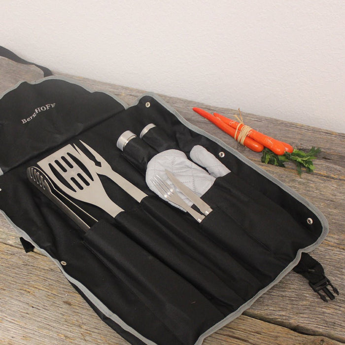 BergHOFF Cubo 9 Pc Stainless Steel BBQ Set with Wrap - Outdoor Grill Accessories