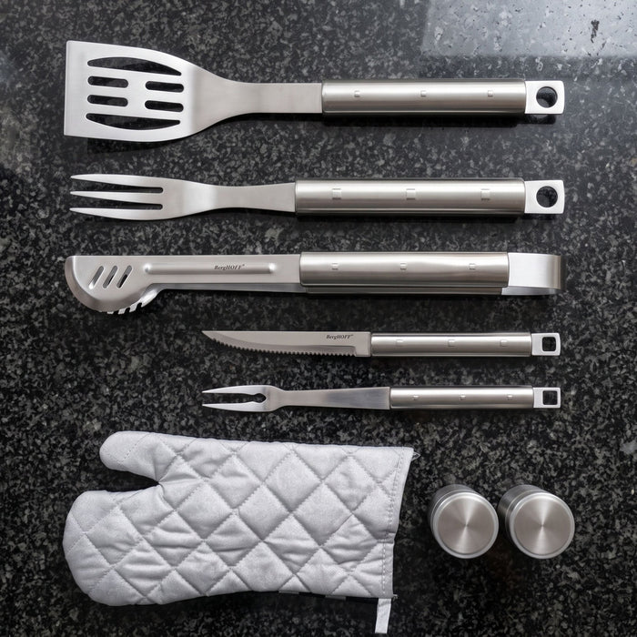 BergHOFF Cubo 9 Pc Stainless Steel BBQ Set with Wrap - Outdoor Grill Accessories