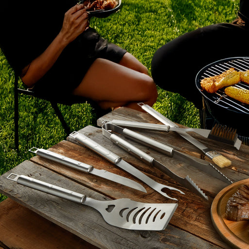 BergHOFF Cubo 6Pc Stainless Steel BBQ Set with Folding Bag - Outdoor Grill Accessories