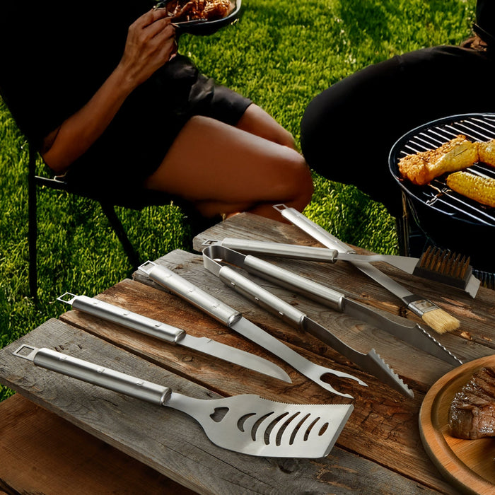 BergHOFF Cubo 6Pc Stainless Steel BBQ Set with Folding Bag - Outdoor Grill Accessories