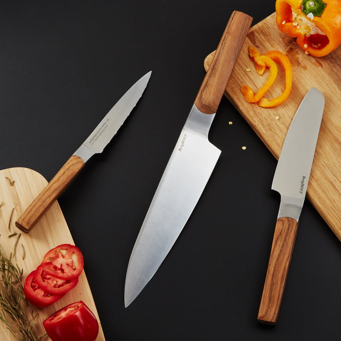 BergHOFF DiNA Ion 3pc Stainless Steel Knife Set, Ash Wood - Kitchen Knives