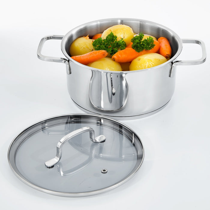 BergHOFF DiNA Helix 18/10 Stainless Steel 8" Stockpot 3.2qt., Glass Lid - Stock Pots