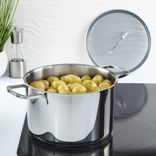 BergHOFF DiNA Helix 18/10 Stainless Steel 10" Stockpot 7qt., Glass Lid - Stock Pots