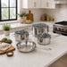 BergHOFF DiNA Helix 18/10 Stainless Steel 7pc Cookware Set with Glass Lids - Cookware Sets