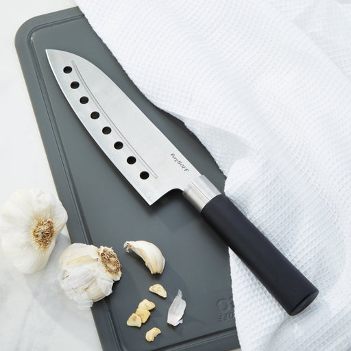 BergHOFF DiNA Codon Stainless Steel Santoku Knife with Holes, 6.75" - Kitchen Knives