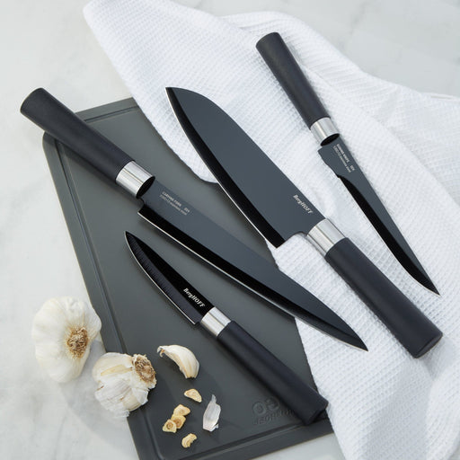 BergHOFF DiNA Prime 4pc Nonstick Stainless Steel Knife Set, Black - Kitchen Knives