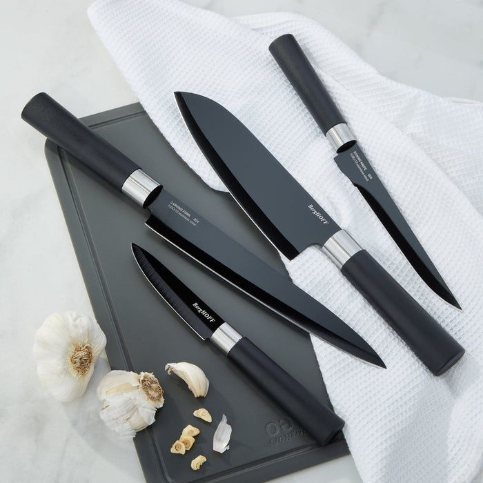 BergHOFF DiNA Prime 4pc Nonstick Stainless Steel Knife Set, Black - Kitchen Knives