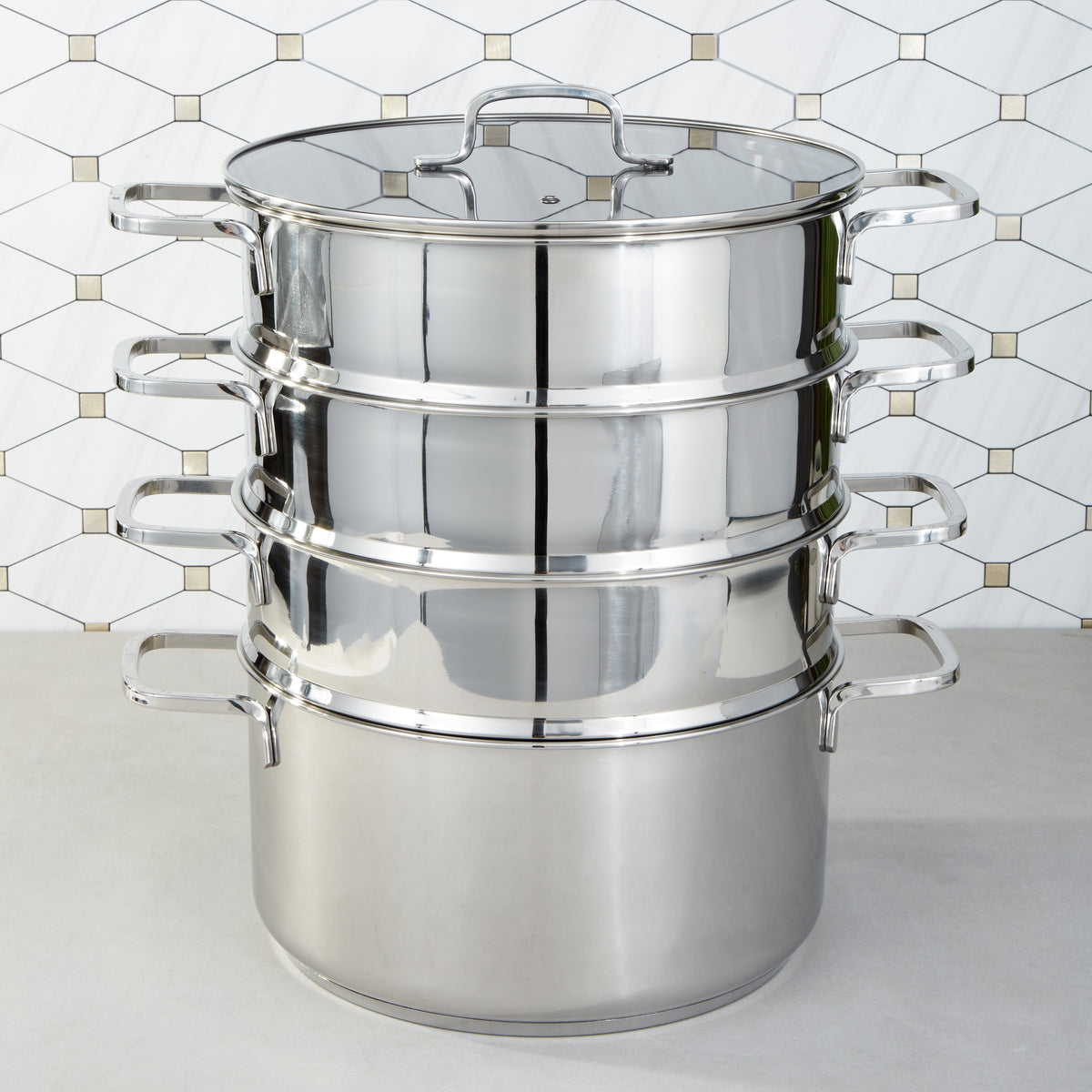 食器　ドイツ製　銀　ROSENBERG DiNA Helix 18/10 Stainless Steel 5pc Steamer Set, Recycled — BergHOFF