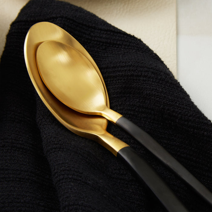 Image 5 of DiNA Evolve 24Pc Stainless Steel Flatware Set, Black and Gold