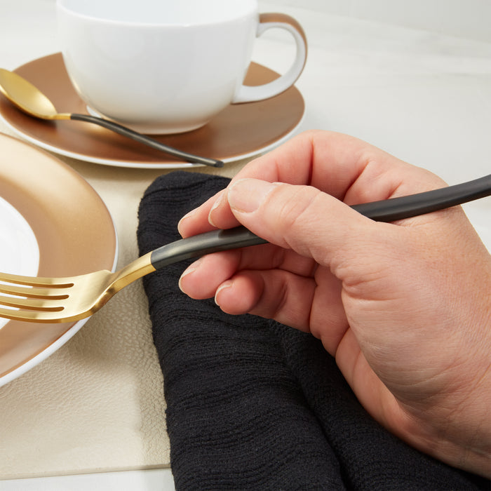 Image 6 of DiNA Evolve 24Pc Stainless Steel Flatware Set, Black and Gold