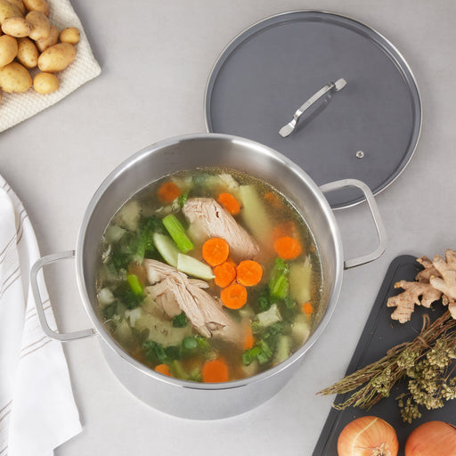 Image 2 of DiNA Helix 18/10 Stainless Steel 15.85qt. Stockpot 11", Glass Lid