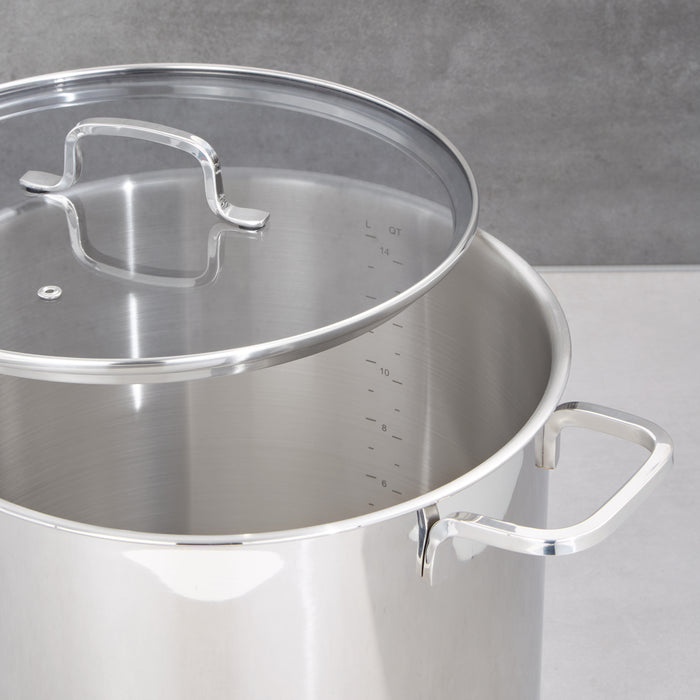 Image 3 of DiNA Helix 18/10 Stainless Steel 15.85qt. Stockpot 11", Glass Lid