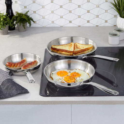 Image 1 of DiNA Helix 18/10 Stainless Steel 3pc Fry Pan Set
