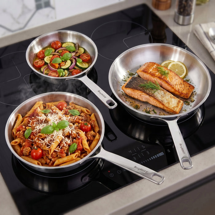 BergHOFF DiNA Helix 18/10 Stainless Steel 3pc Fry Pan Set