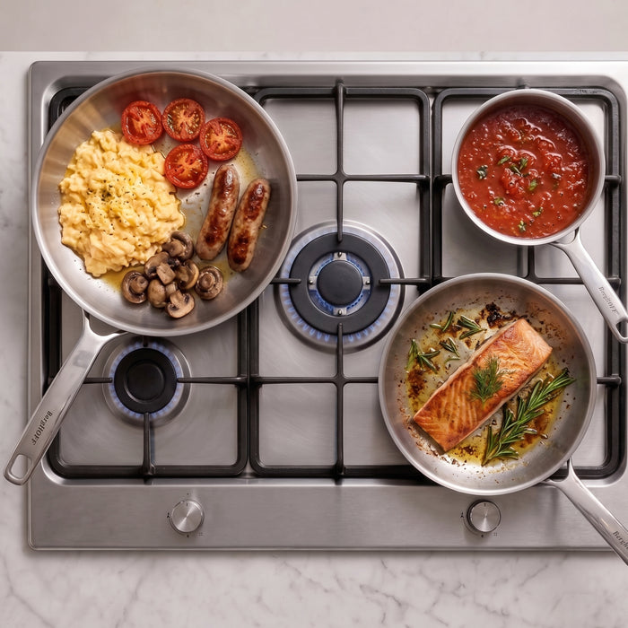 BergHOFF DiNA Helix 18/10 Stainless Steel 3pc Fry Pan Set