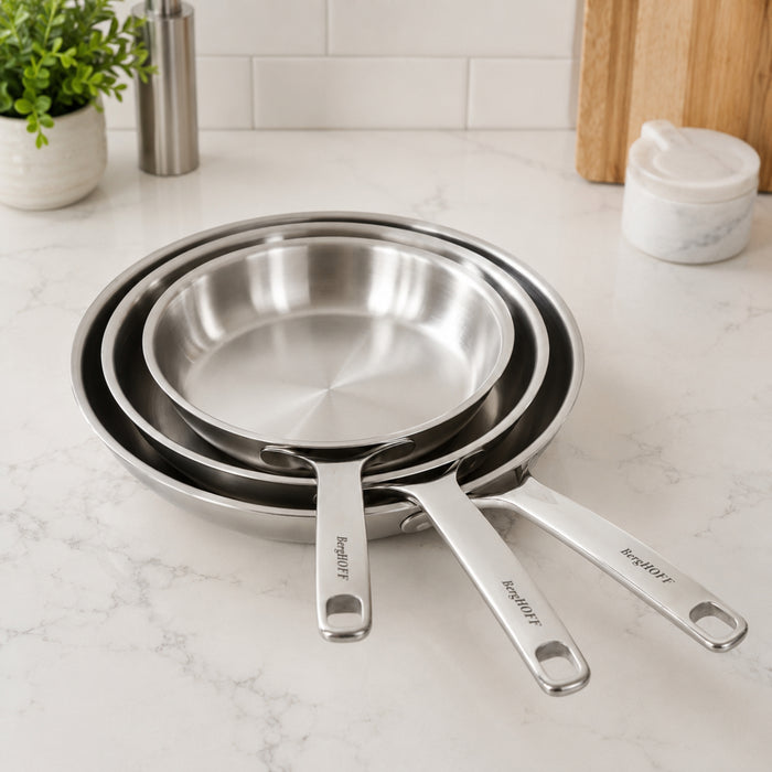 BergHOFF DiNA Helix 18/10 Stainless Steel 3pc Fry Pan Set