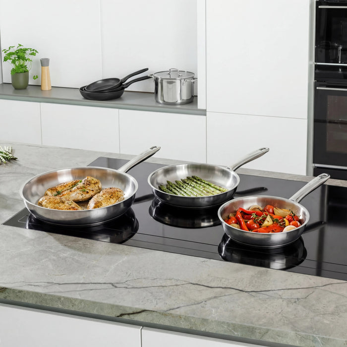 BergHOFF DiNA Helix 18/10 Stainless Steel 3pc Fry Pan Set