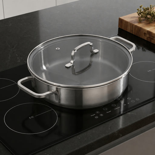 Image 1 of DiNA Helix 18/10 Stainless Steel 10.25" Covered Saute Pan 4qt., Recycled