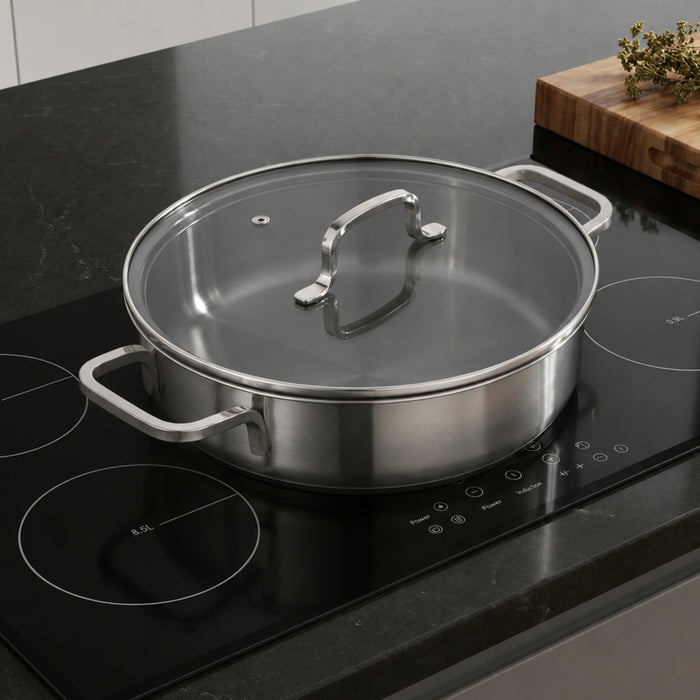 Image 1 of DiNA Helix 18/10 Stainless Steel 10.25" Covered Saute Pan 4qt., Recycled