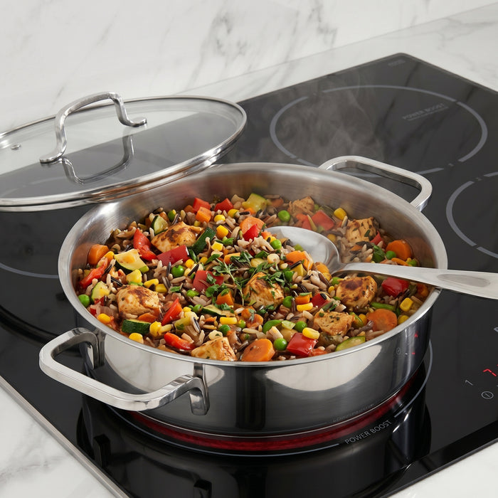 Image 2 of DiNA Helix 18/10 Stainless Steel 10.25" Covered Saute Pan 4qt., Recycled