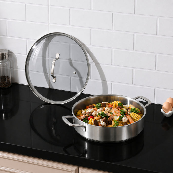 Image 3 of DiNA Helix 18/10 Stainless Steel 10.25" Covered Saute Pan 4qt., Recycled