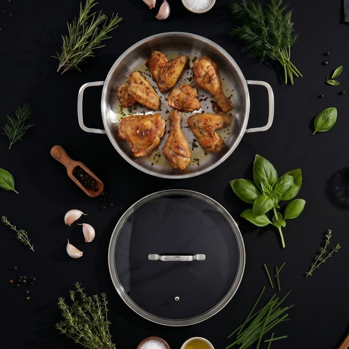 Image 4 of DiNA Helix 18/10 Stainless Steel 10.25" Covered Saute Pan 4qt., Recycled
