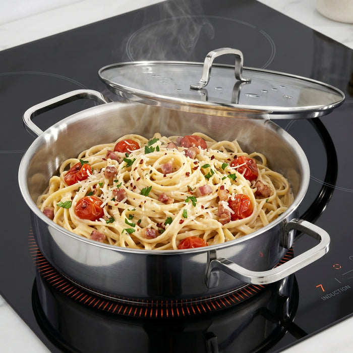 Image 5 of DiNA Helix 18/10 Stainless Steel 10.25" Covered Saute Pan 4qt., Recycled
