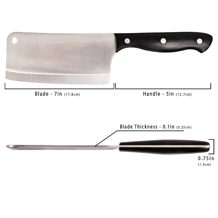 BergHOFF 7" Stainless Steel Cleaver With Three-Rivets Handle - Kitchen Knives