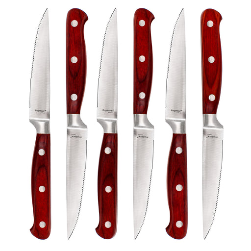 Image 1 of BergHOFF Pakka Stainless Steel 6Pc Steak Knife Set 4.75", Pakka Wood