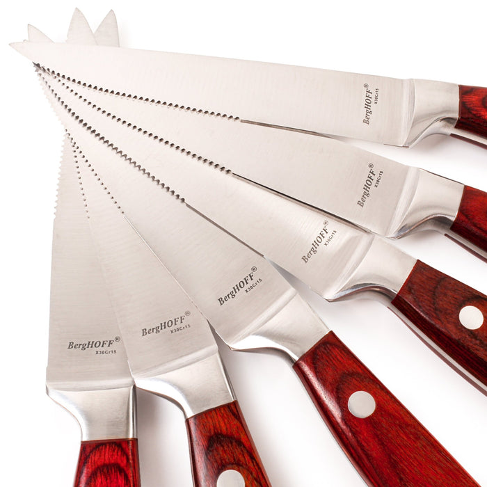 BergHOFF Pakka Wood 6pc Stainless Steel Steak Knife Set 4.75" - Kitchen Knives