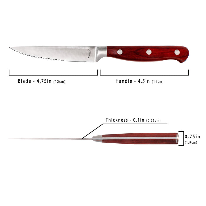 BergHOFF Pakka Wood 6pc Stainless Steel Steak Knife Set 4.75" - Kitchen Knives