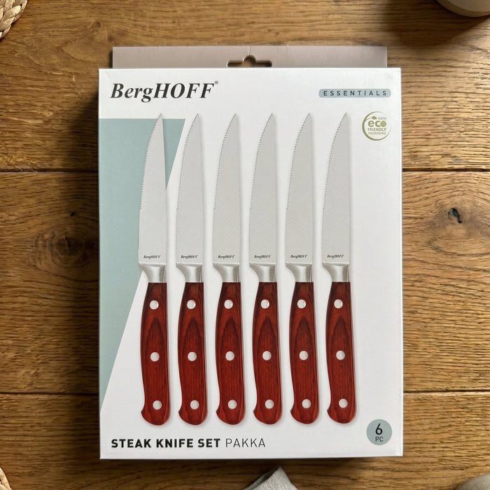 BergHOFF Pakka Wood 6pc Stainless Steel Steak Knife Set 4.75" - Kitchen Knives